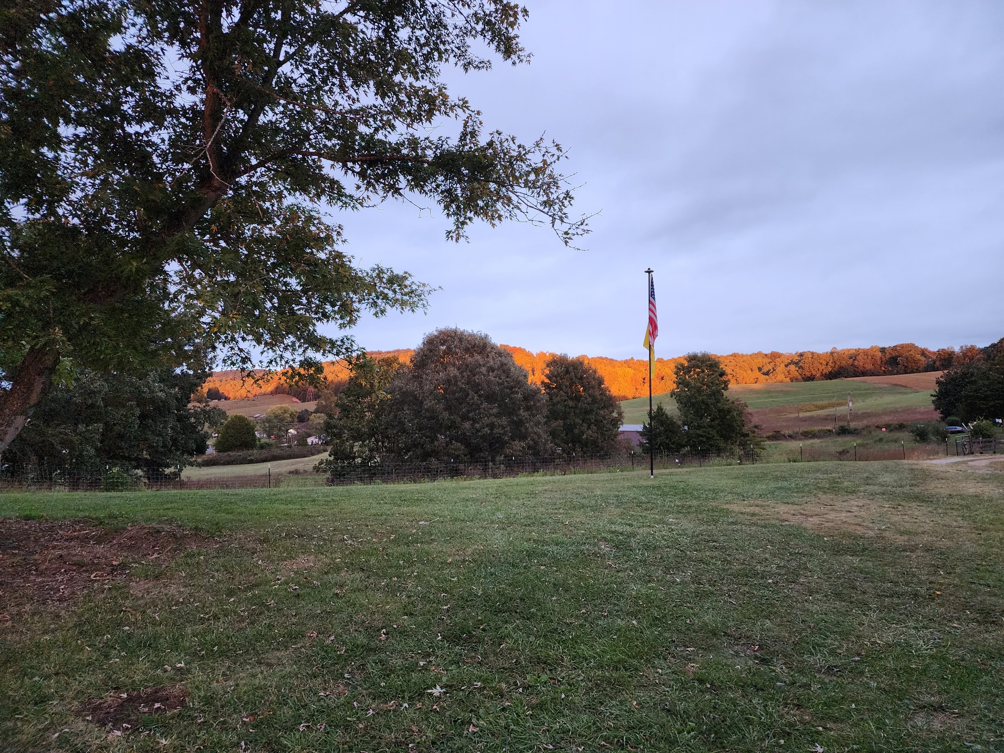 Autumn sunlight across the surrounding hills