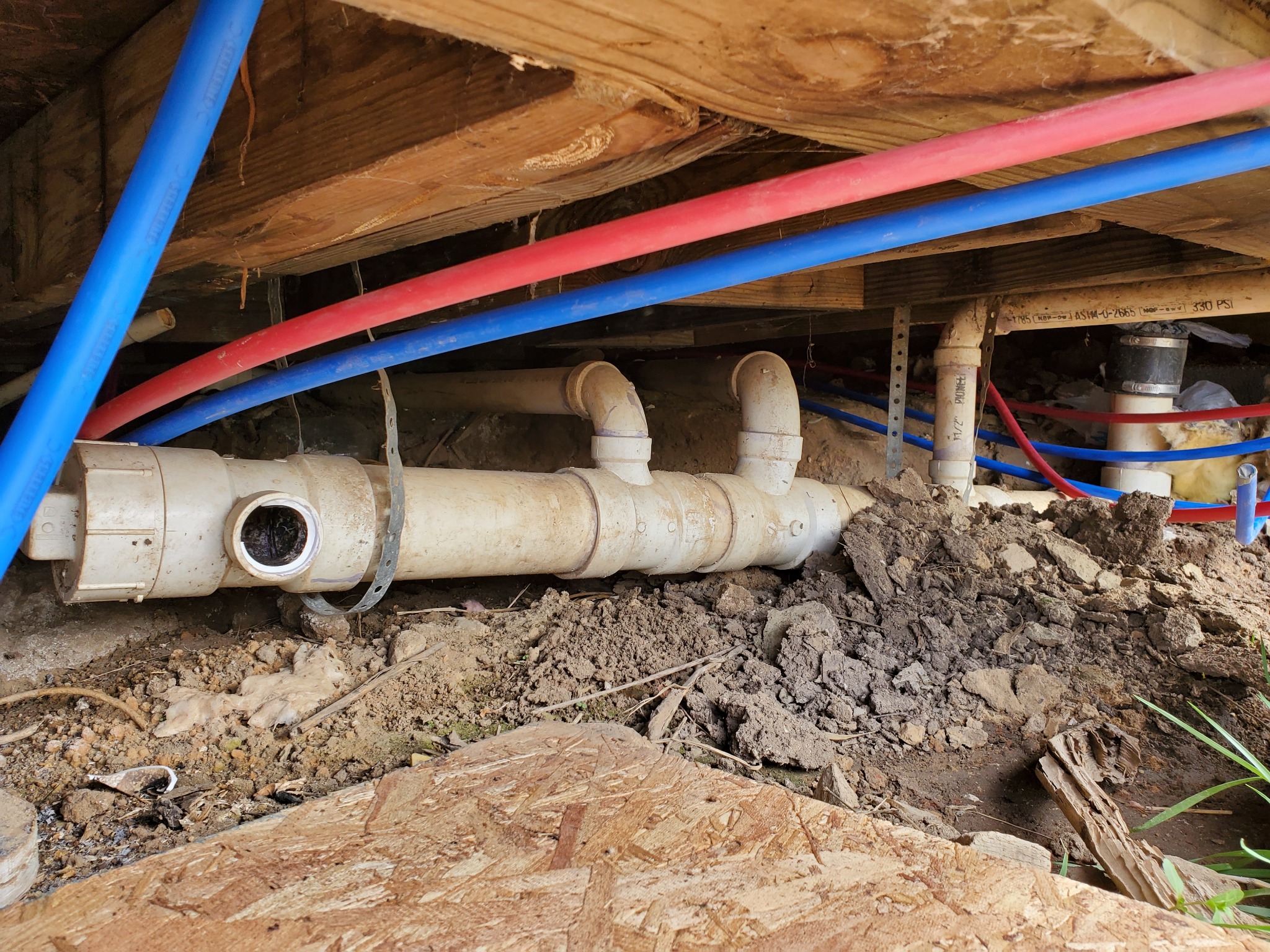 New plumbing installed beneath the home