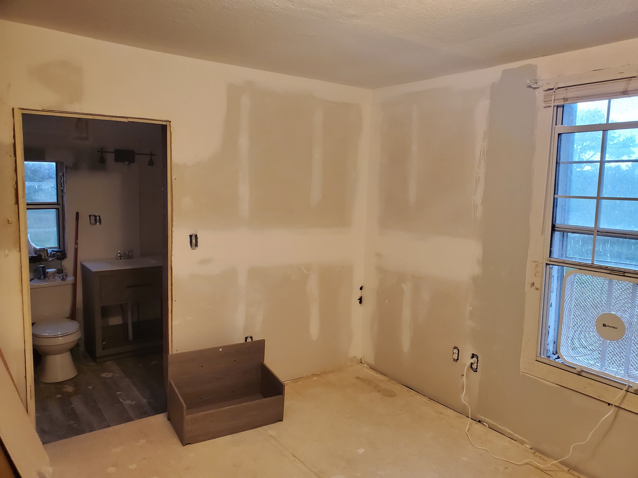 Rebuilt bedroom and bathroom walls