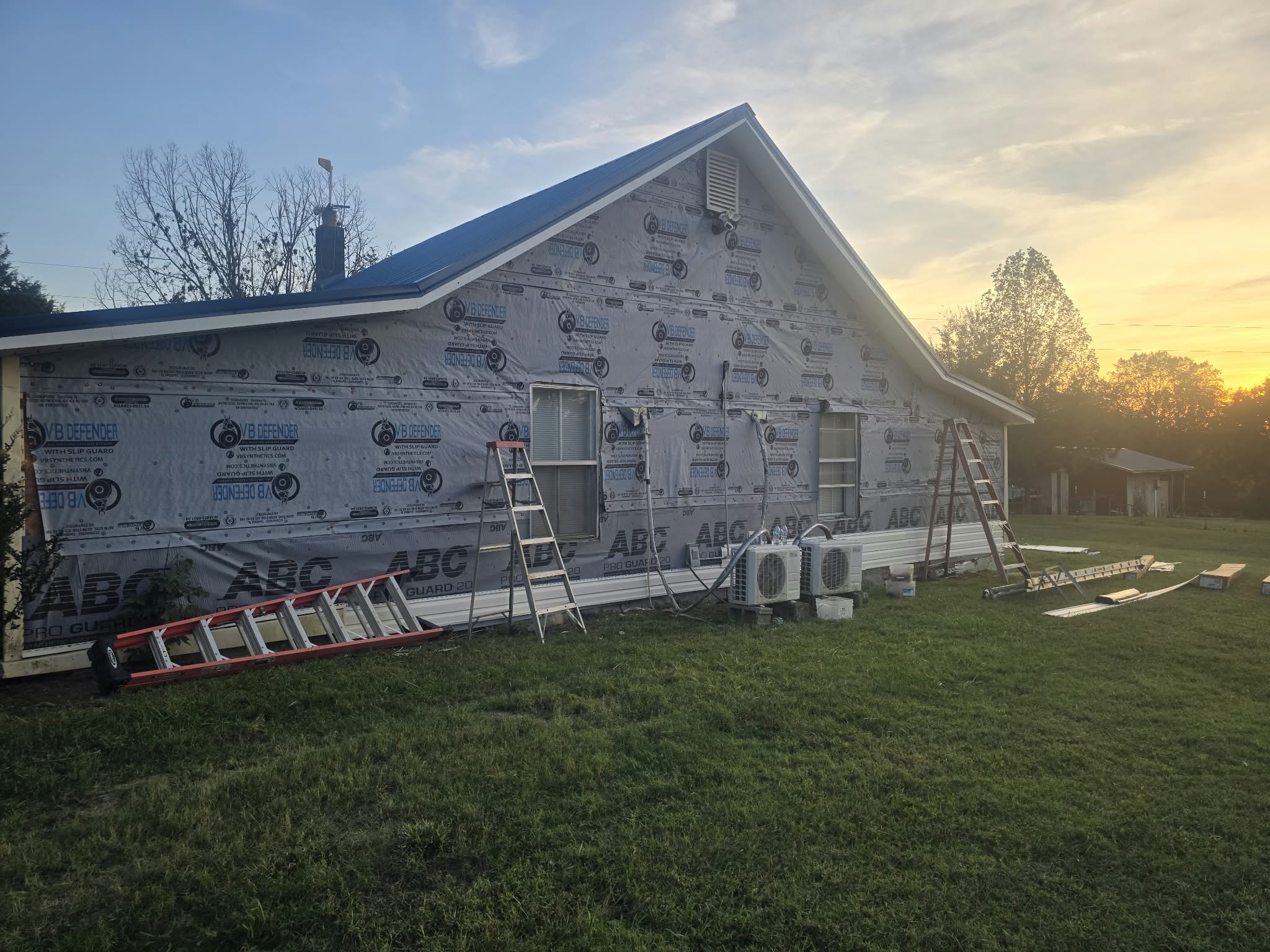 Protective weather barrier installed before new exterior siding